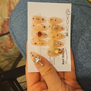 Large romantic sailor moon romantic jeweled press on nails